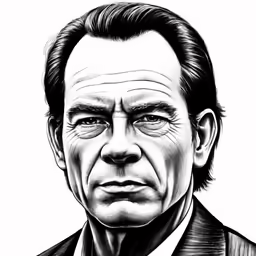 a black and white portrait drawing of a man