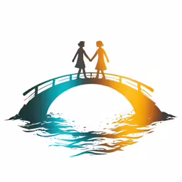 a couple walk across a bridge over water
