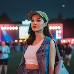a woman in the park looking away at something