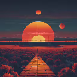 this is a sunset scene and the sun over the horizon,an image of a view of the sun setting