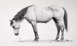 a horse with dust coming off its back in the snow