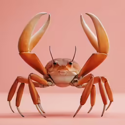 a crab is standing upright with two large claws