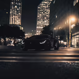 black sports car parked on the side of the street