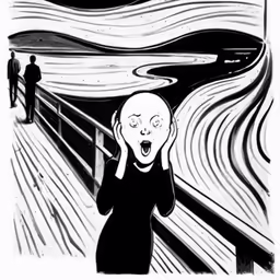 an image of an art work with a woman screaming over it