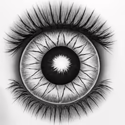 an eye with lashes drawn on it