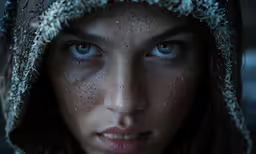 a girl with freckled hair wearing a winter hat