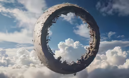 there is a very large wheel in the clouds