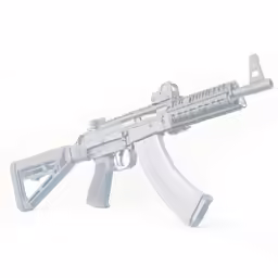 an aluminum replica of a machine gun