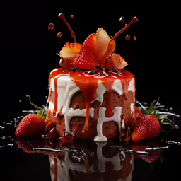 strawberry cake with frosting and fresh strawberries on the side