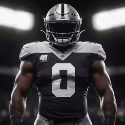 a close up shot of a football player in uniform