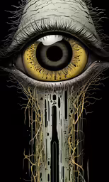 an eye with a strange looking iris