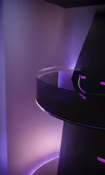 this is a circular glass table with leds underneath