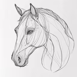 a drawing of a horse head in a line