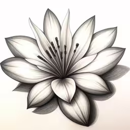 a picture of an abstract flower on paper,black and white flower drawing on paper