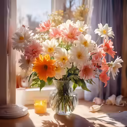 a vase filled with lots of pretty pink and white flowers