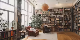 this is an old style library with a big book shelf