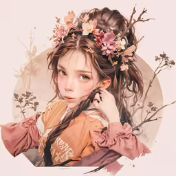 an adorable little girl with long hair and a floral crown