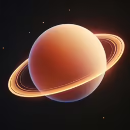saturn with rings, glowing in the background