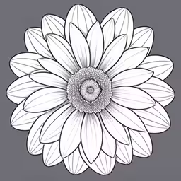 a drawing of a white flower with black and white,a sunflower is shown in black and white