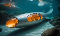 there is a close up picture of a futuristic device in the water