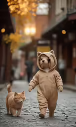an image of a small boy walking with his dog