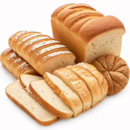 a pile of bread with different kinds of bread