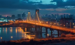 night time view of a city and bridge