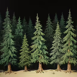 a group of trees sitting next to each other