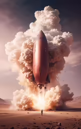 a large red jetliner with steam coming from it