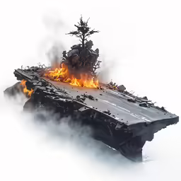 an airplane is on fire in the sky