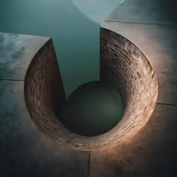 a well built in concrete with water around it