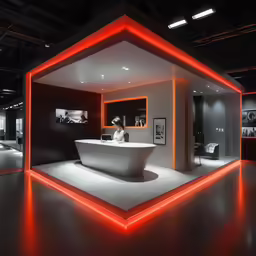 a large bath tub with a neon lit area