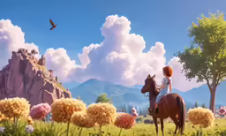 there is a man that is riding a horse through a field