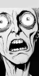 a drawing of a person with large eyes
