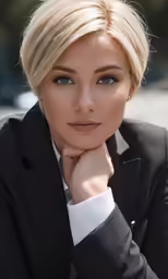 a close up of a person with a black jacket