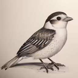bird with white, grey and black feathers standing on the ground