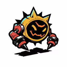 an illustration of a sun holding two arms with claws