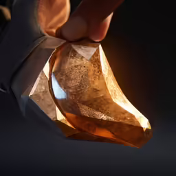 the rock that is being held is light brown