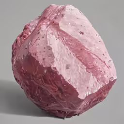 a red and white object that looks like it has a large rock on top of it