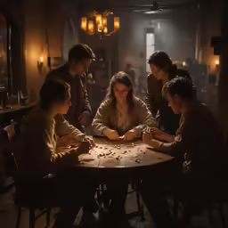 a group of people playing a game of card games