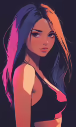 a digital painting of a girl in a bathing suit