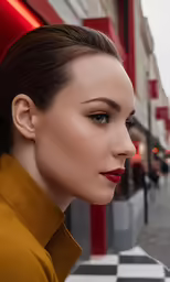 a woman is seen outside a store