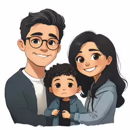 two people and a baby are holding each other