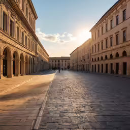 people walking through the street in a small town