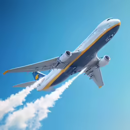 the plane has just come off into the sky