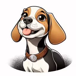 a cartoon character dog with a large smile on his face