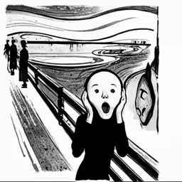 an image of an alien woman screaming in the middle of a painting