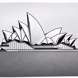 drawing of the opera on a gray background