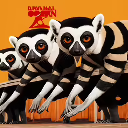 there are five baby lemurs posed together