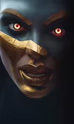 a person with face paint and gold on their face